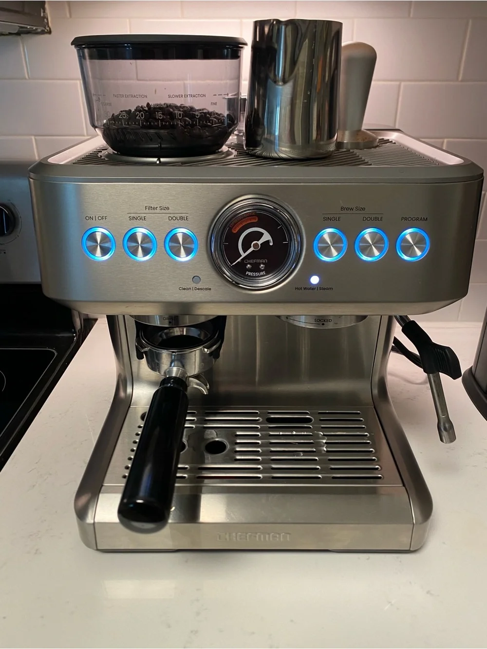 Chefman Suprema Espresso Machine - Silver Stainless Steel